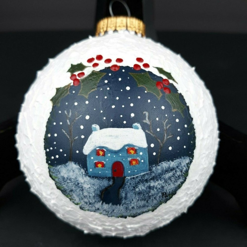 Vtg West Germany Textured Painted Glass Ornament